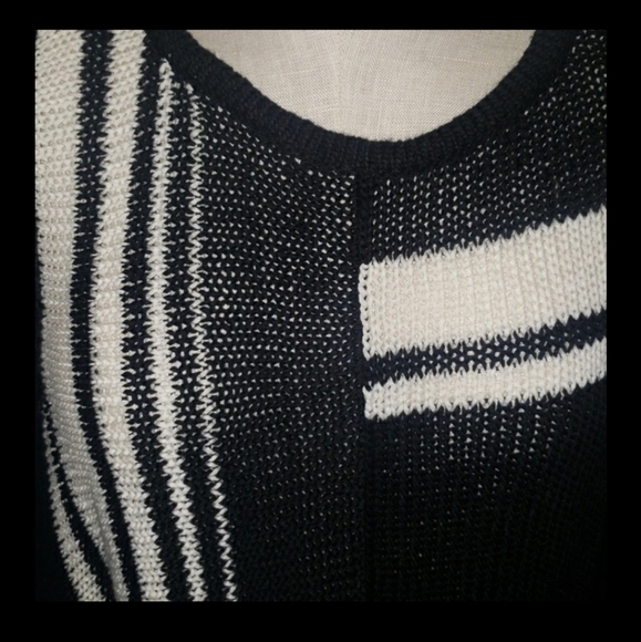 CHICOS Pieced Stripe lightweight Knit Sweater - Picture 4 of 8